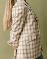 Francis Relaxed Blazer in Ecru Plaid Kristina Collinswomen's clothing made in the USA