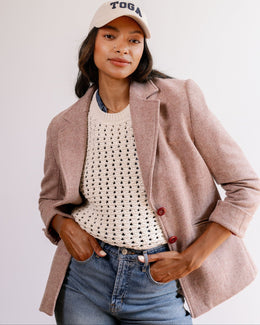 Francis Relaxed Blazer in Blush Herringbone