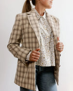 Francis Relaxed Blazer in Ecru Plaid Kristina Collinswomen's clothing made in the USA
