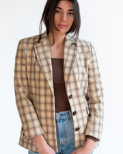 Francis Relaxed Blazer in Ecru Plaid