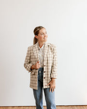 Francis Relaxed Blazer in Ecru Plaid