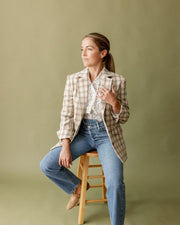 Francis Relaxed Blazer in Ecru Plaid