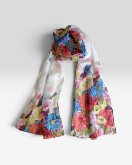 multi color silk chiffon scarf